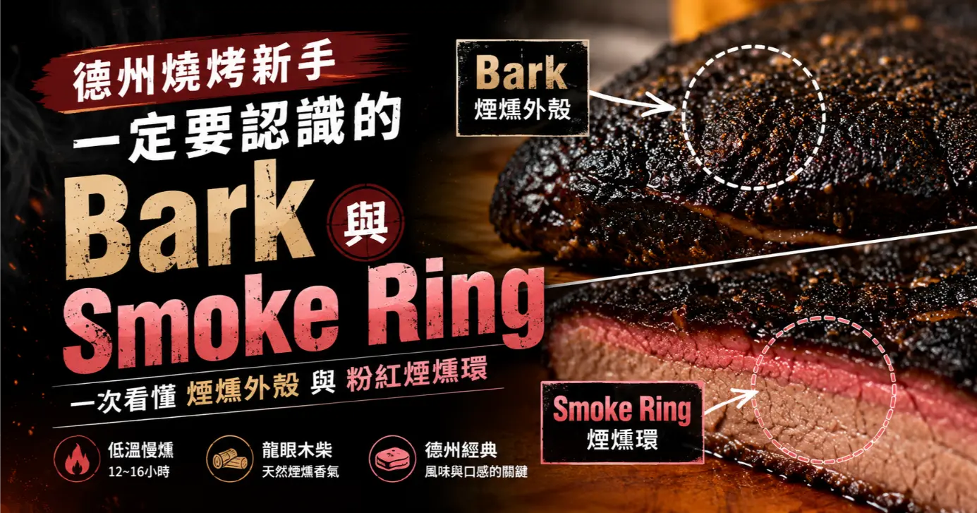 德州燒烤新手一定要認識的 Bark 與 Smoke Ring|一次看懂煙燻外殼與煙燻環 4 德州燒烤新手一定要認識的 Bark 與 Smoke Ring,煙燻牛胸肉外殼與粉紅煙燻環示意圖